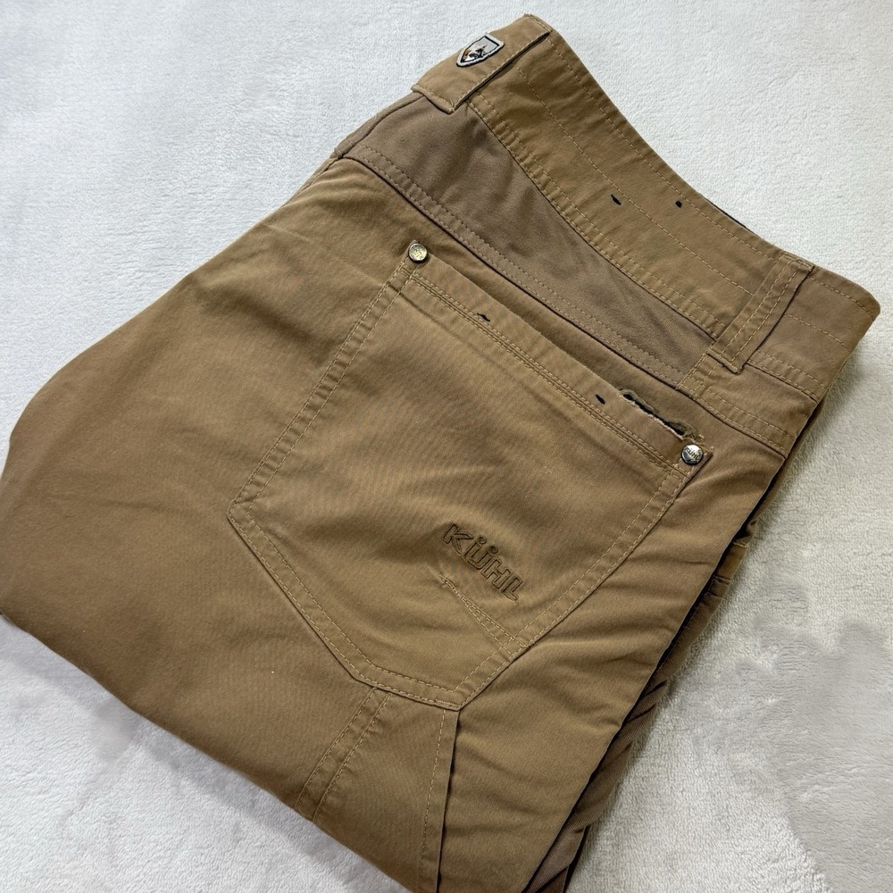 KUHL RADIKL Mens Sz 36x32 Khaki Tan Outdoor Pocket Hiking Pants Distressed